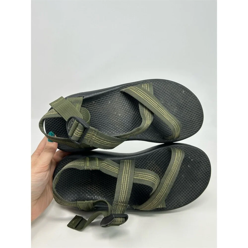 Chaco Z/1 Classic Sport Sandals Men's Olive Green Striped Adjustable Size 9